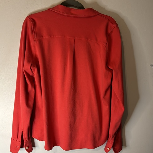 LL Bean Coral Pink Button Down Blouse Top Size Large 100%Cotton Jersey Material - Picture 6 of 10